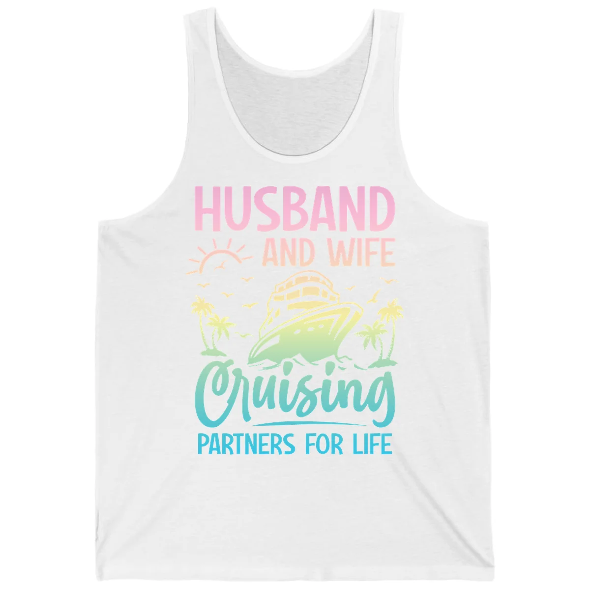 Husband And Wife Cruising Partners For Life Tank in White