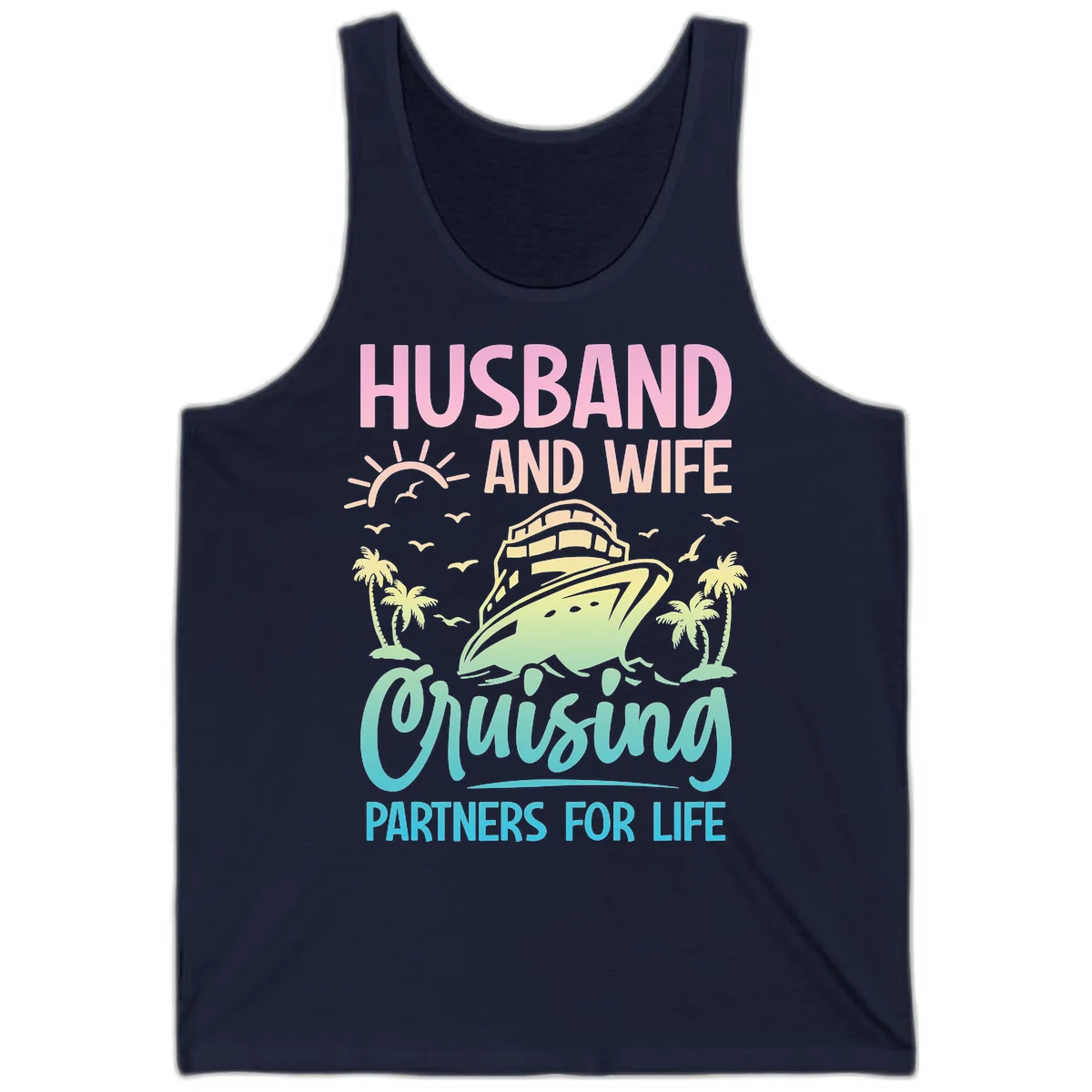 Husband And Wife Cruising Partners For Life Tank in Navy