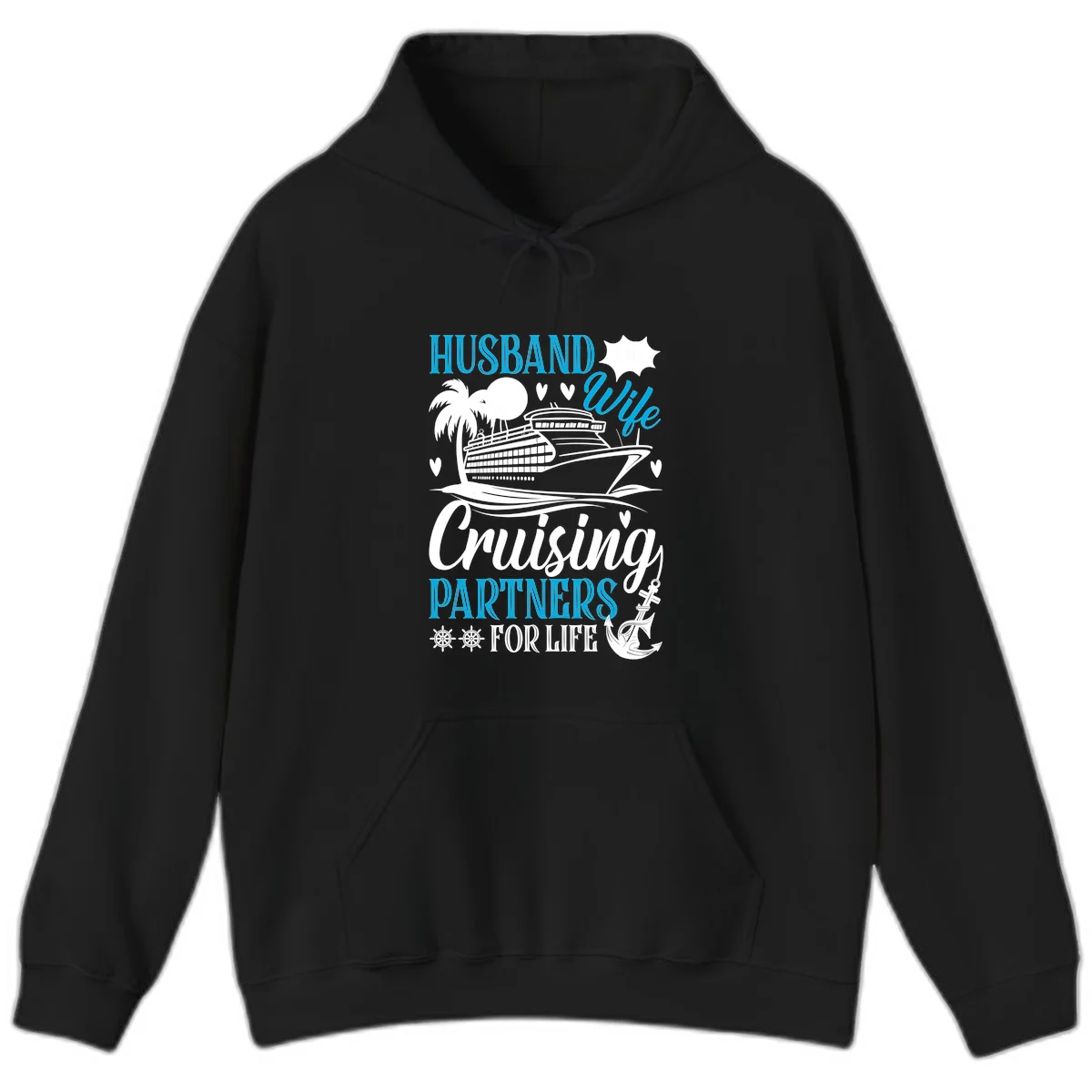 Husband and Wife Cruising Partners For Life Hoodie in Black