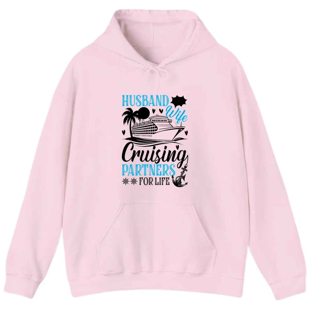 Husband and Wife Cruising Partners For Life Hoodie in Light Pink
