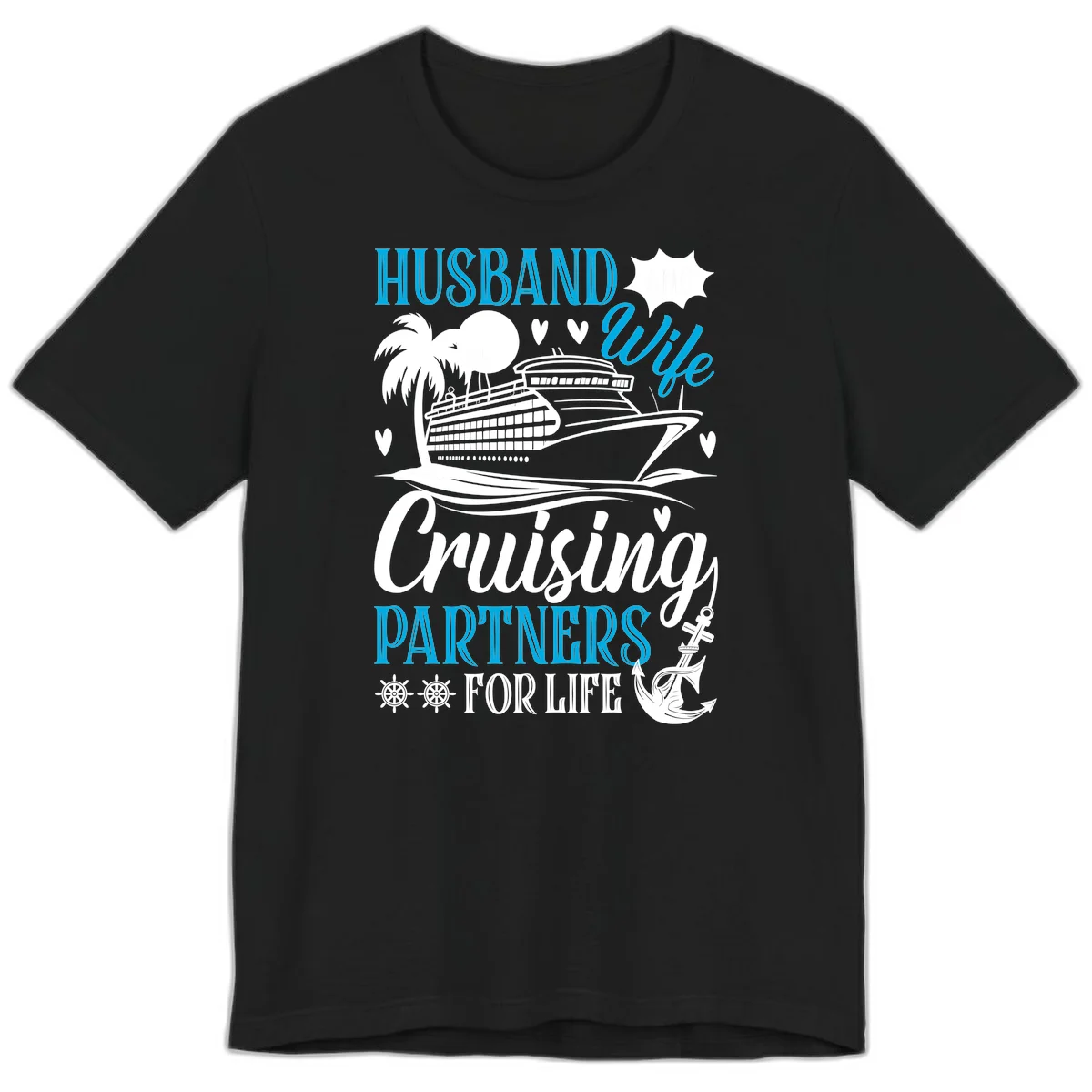 Husband and Wife Cruising Partners For Life Premium T-Shirt in Black