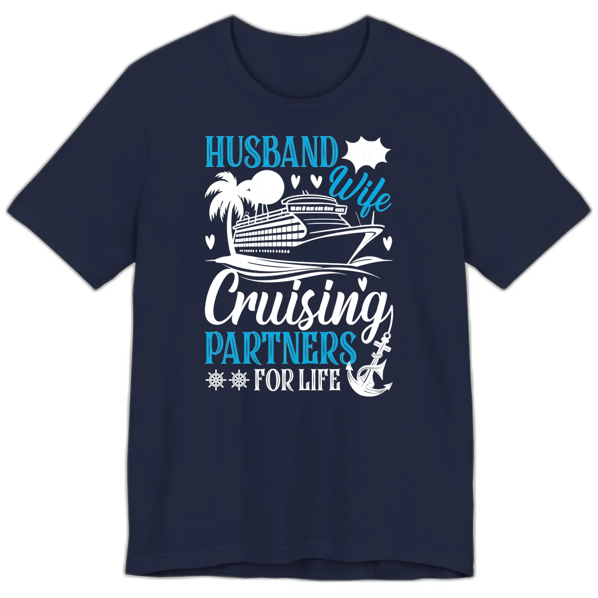 Husband and Wife Cruising Partners For Life Premium T-Shirt in Navy