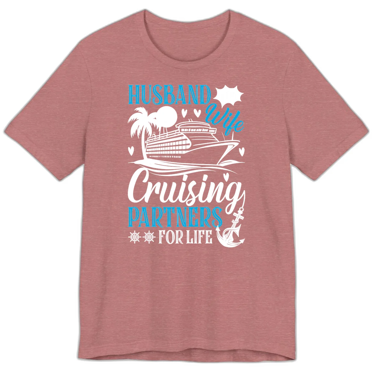 Husband and Wife Cruising Partners For Life Premium T-Shirt in Heather Mauve
