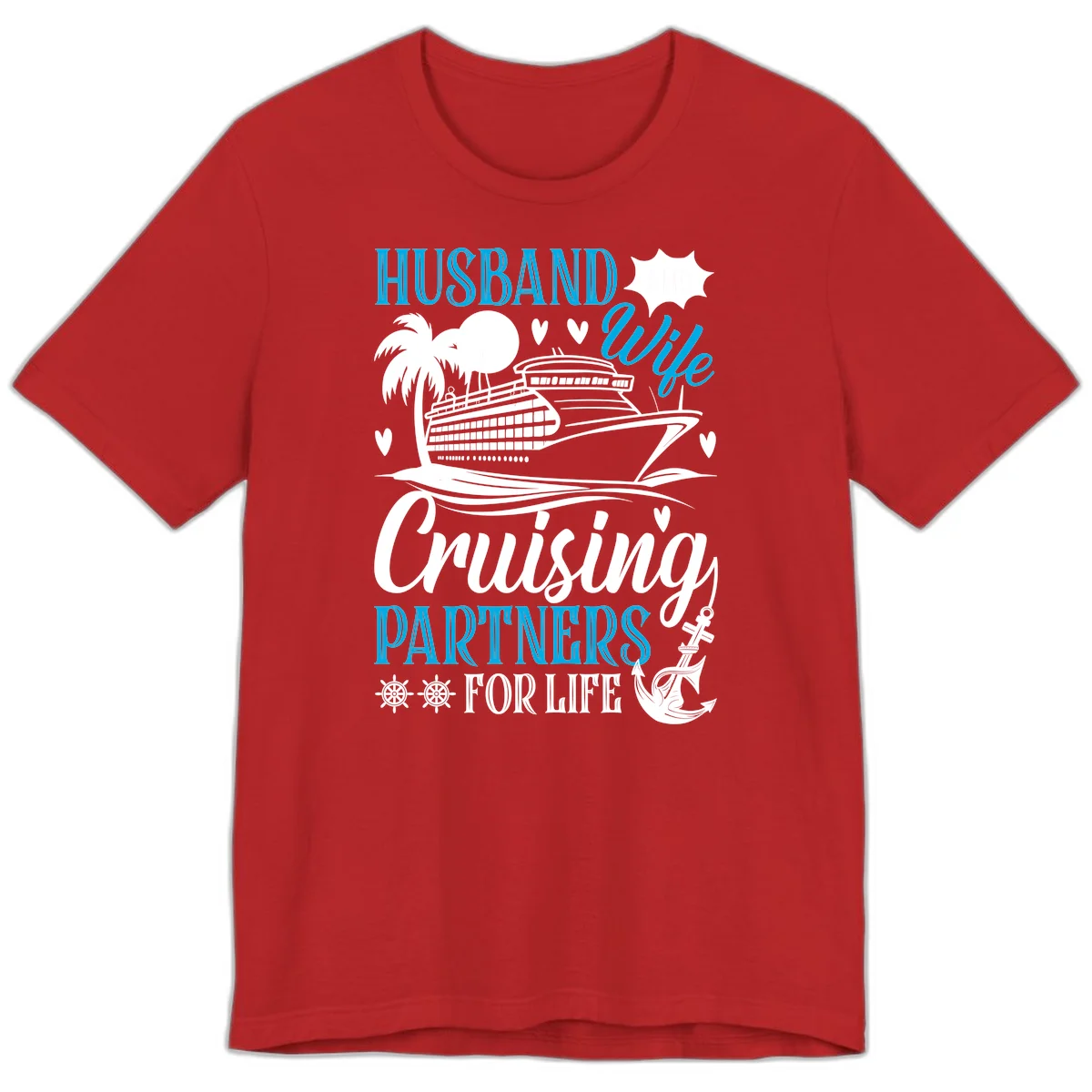 Husband and Wife Cruising Partners For Life Premium T-Shirt in Red