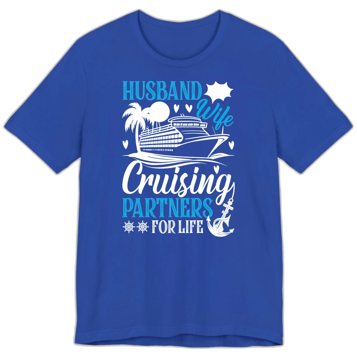 Husband and Wife Cruising Partners For Life Premium T-Shirt in True Royal
