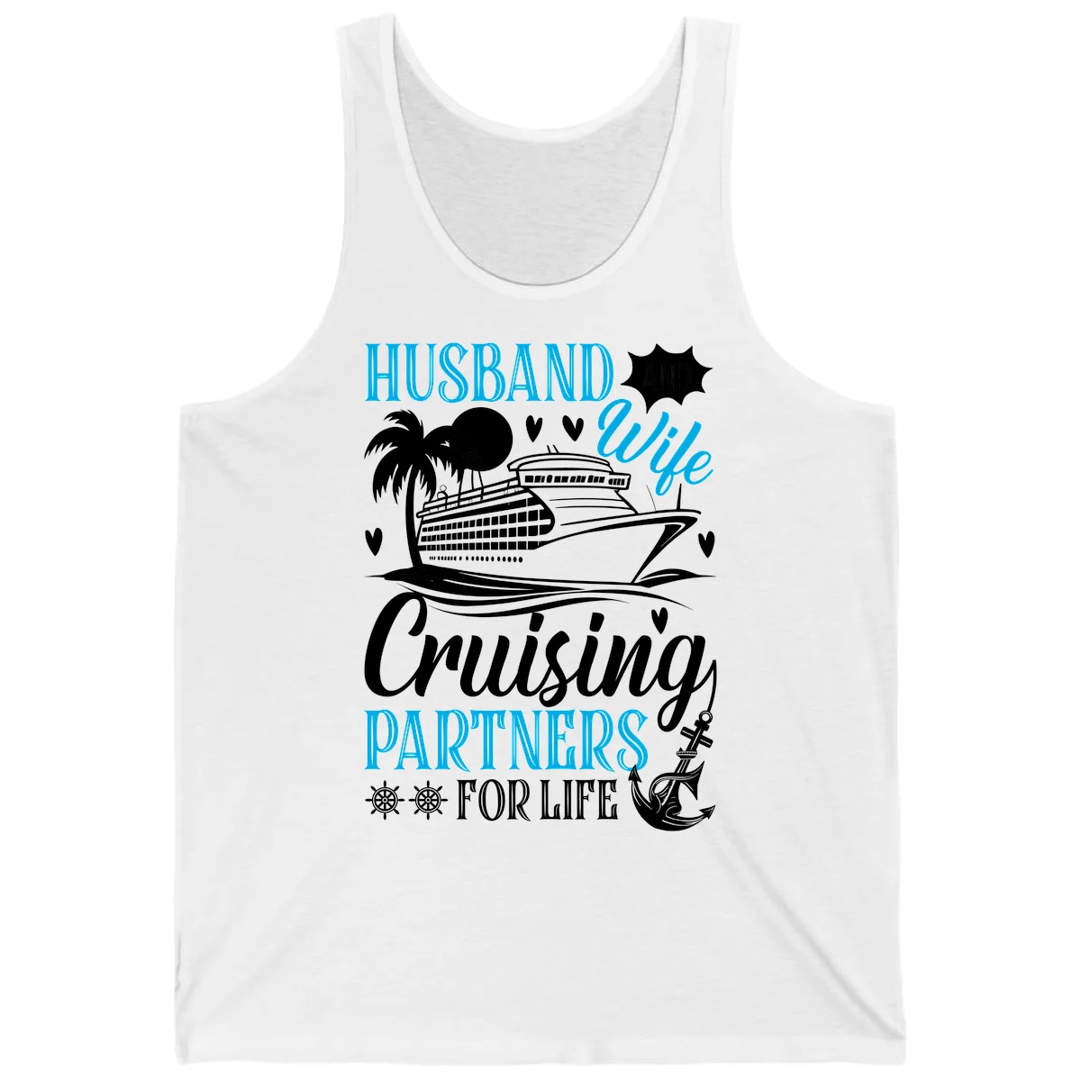Husband and Wife Cruising Partners For Life Tank in White