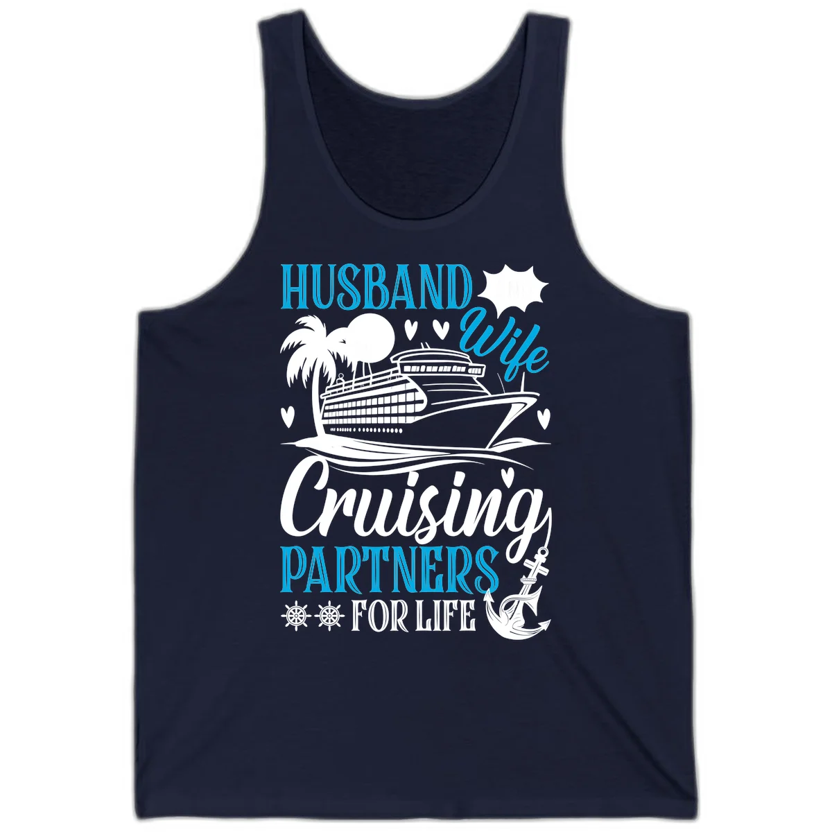 Husband and Wife Cruising Partners For Life Tank in Navy