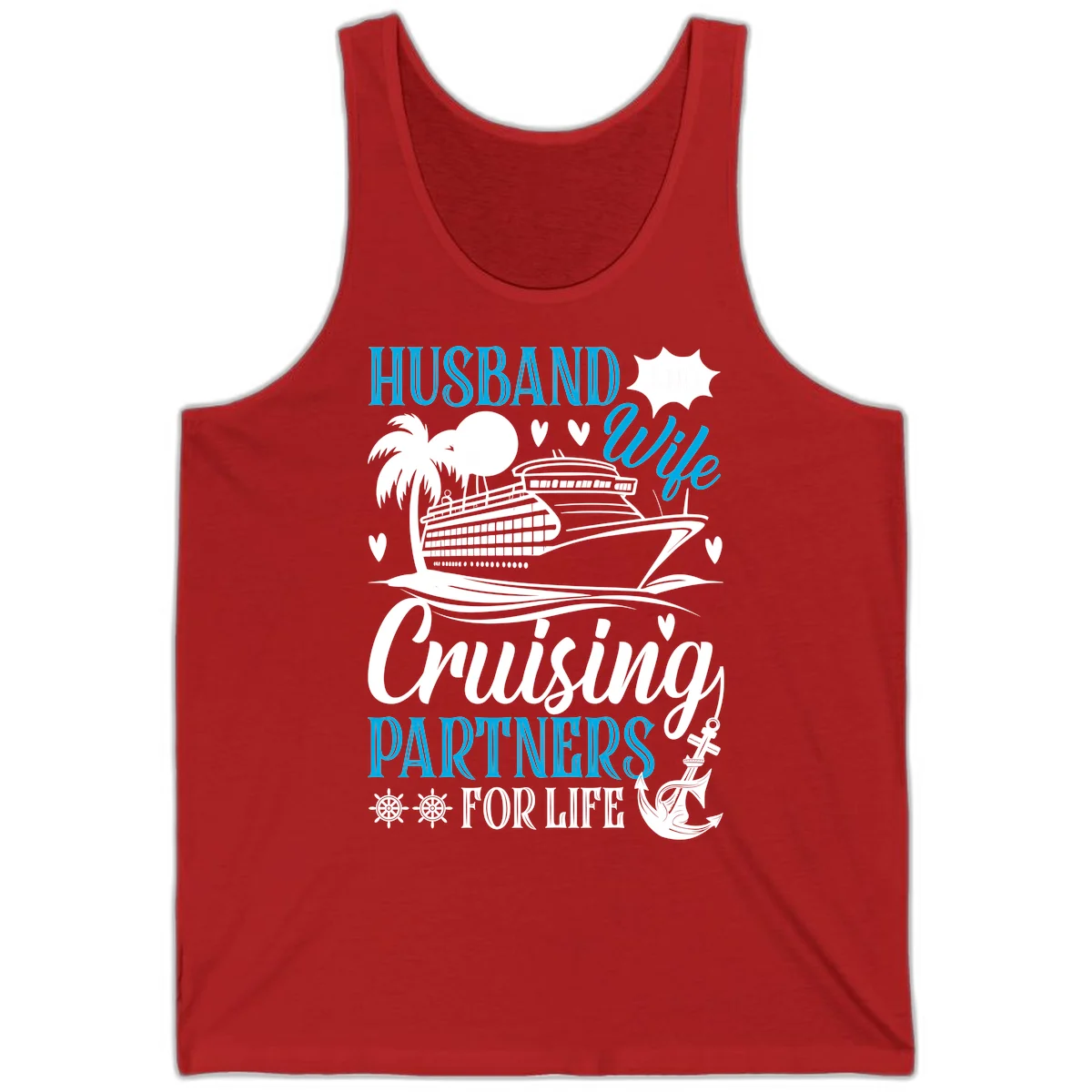 Husband and Wife Cruising Partners For Life Tank in Red
