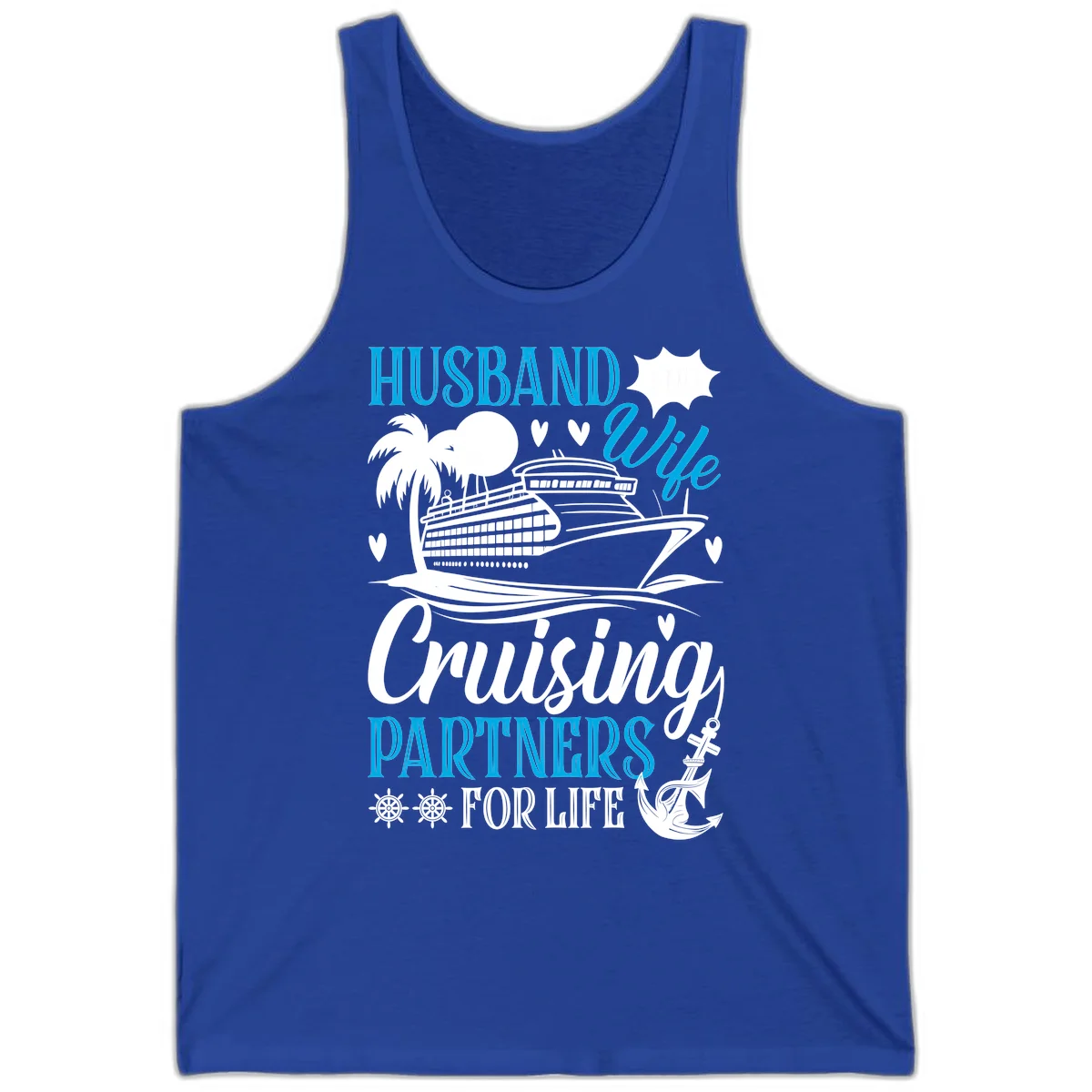 Husband and Wife Cruising Partners For Life Tank in True Royal