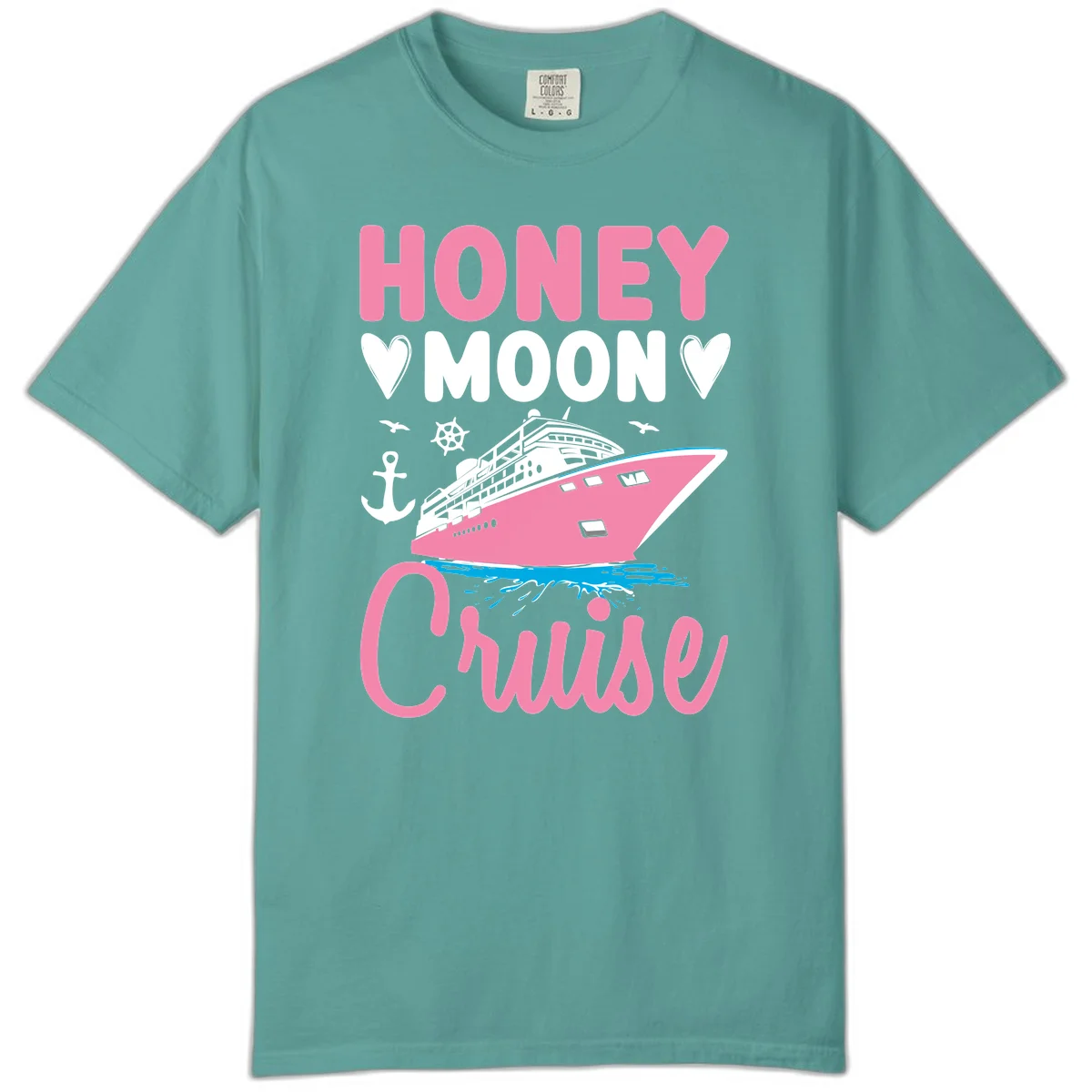Honeymoon Cruise Comfort Colors T-Shirt in Seafoam