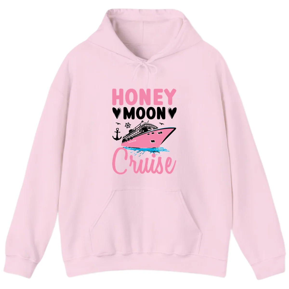 Honeymoon Cruise Hooded Sweatshirt in Light Pink