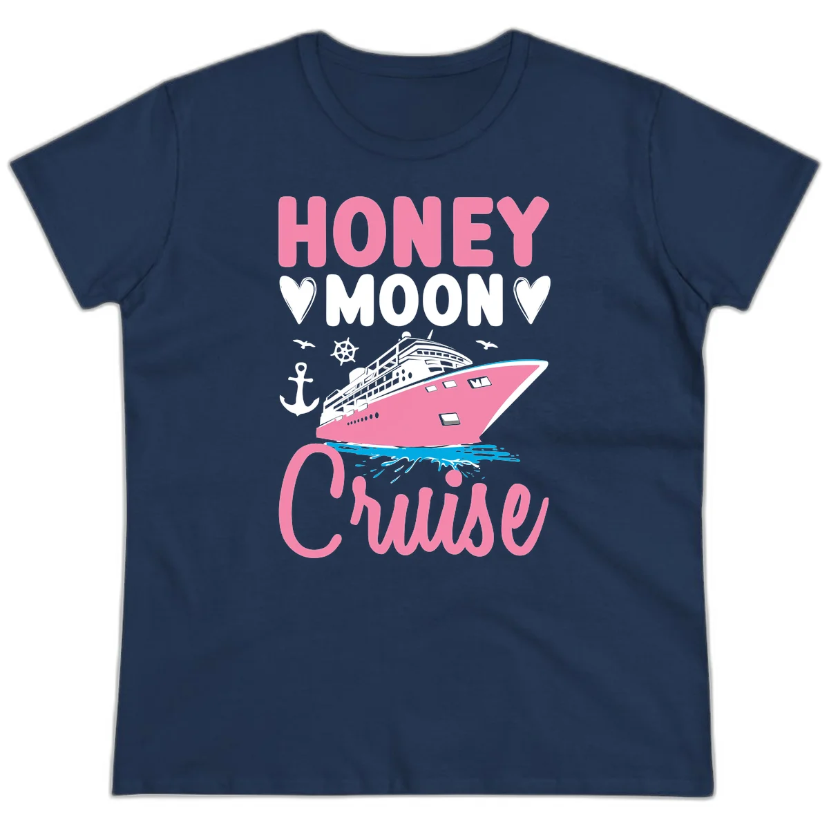 Honeymoon Cruise Ladies Fit T-Shirt in Navy