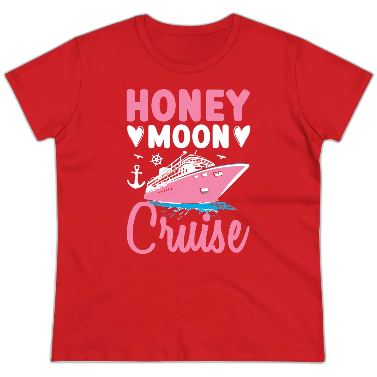 Honeymoon Cruise Ladies Fit T-Shirt in Red