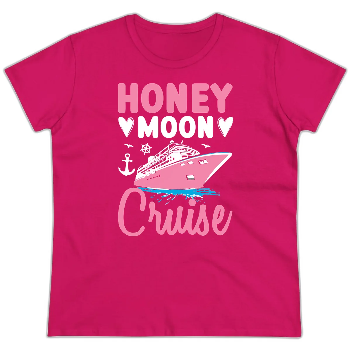 Honeymoon Cruise Ladies Fit T-Shirt in Heliconia