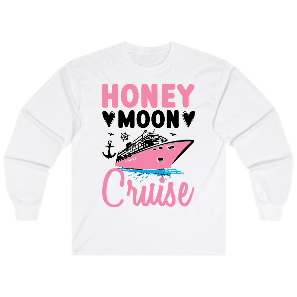 Honeymoon Cruise Long Sleeve T-Shirt in White