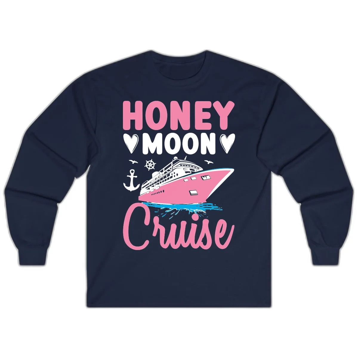 Honeymoon Cruise Long Sleeve T-Shirt in Navy