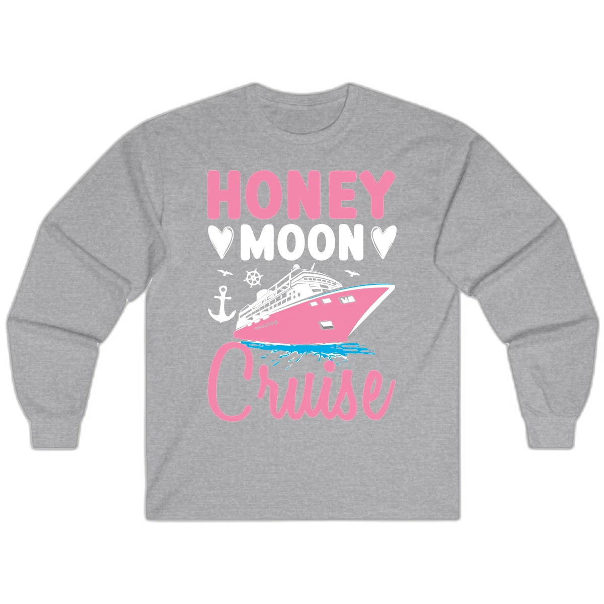 Honeymoon Cruise Long Sleeve T-Shirt in Sport Grey