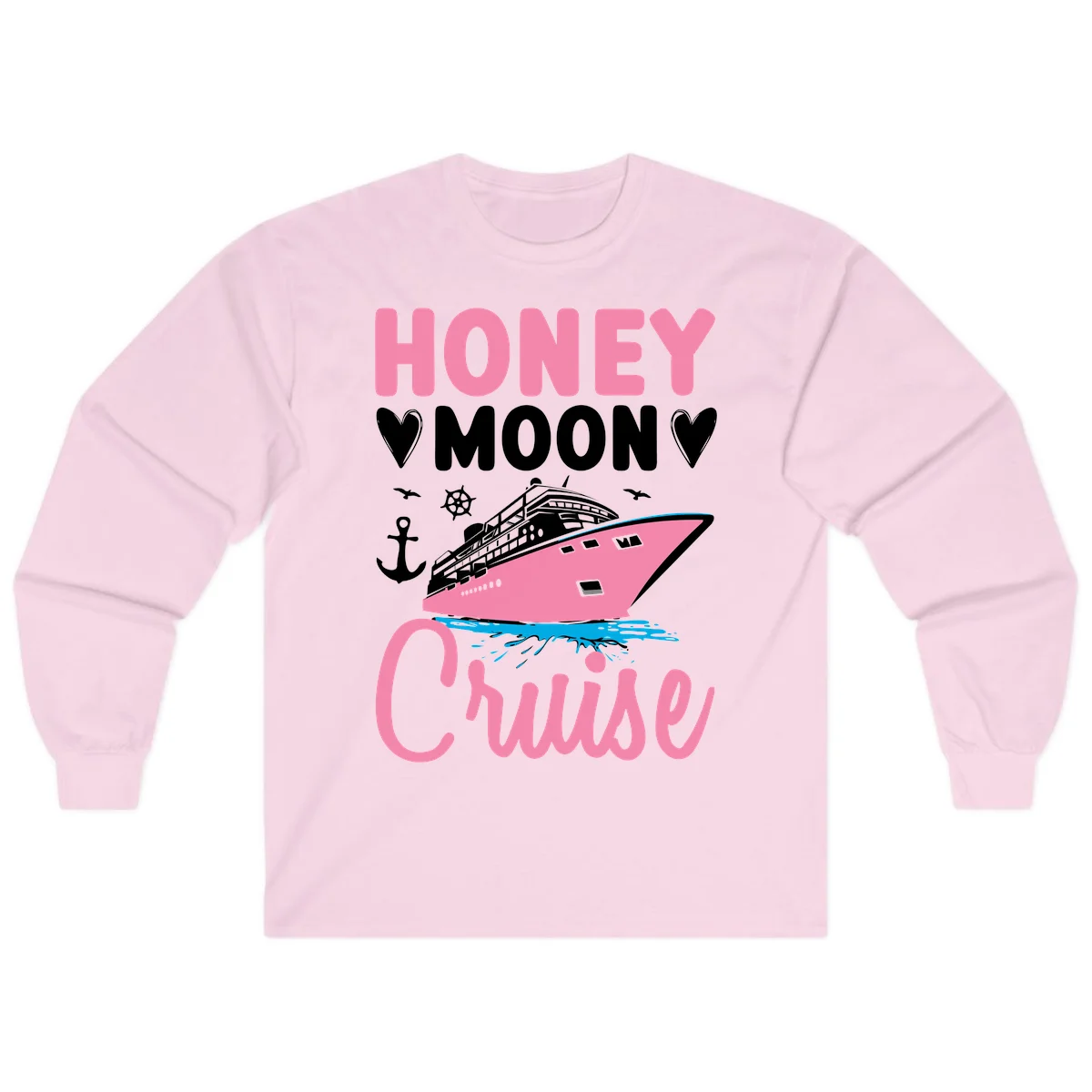 Honeymoon Cruise Long Sleeve T-Shirt in Light Pink