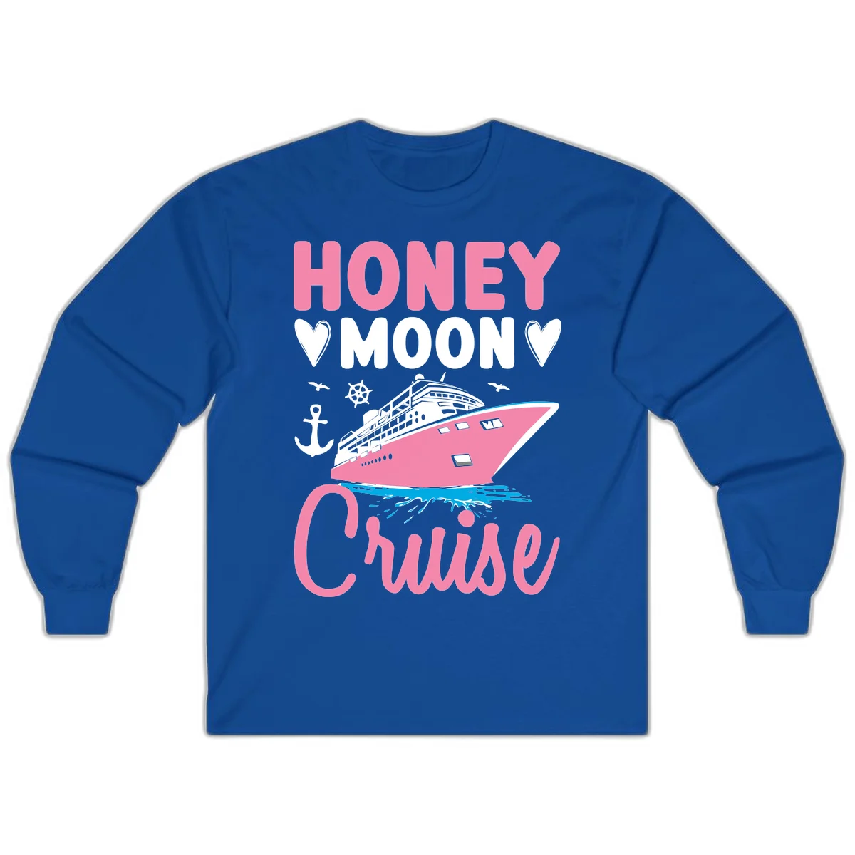Honeymoon Cruise Long Sleeve T-Shirt in Royal