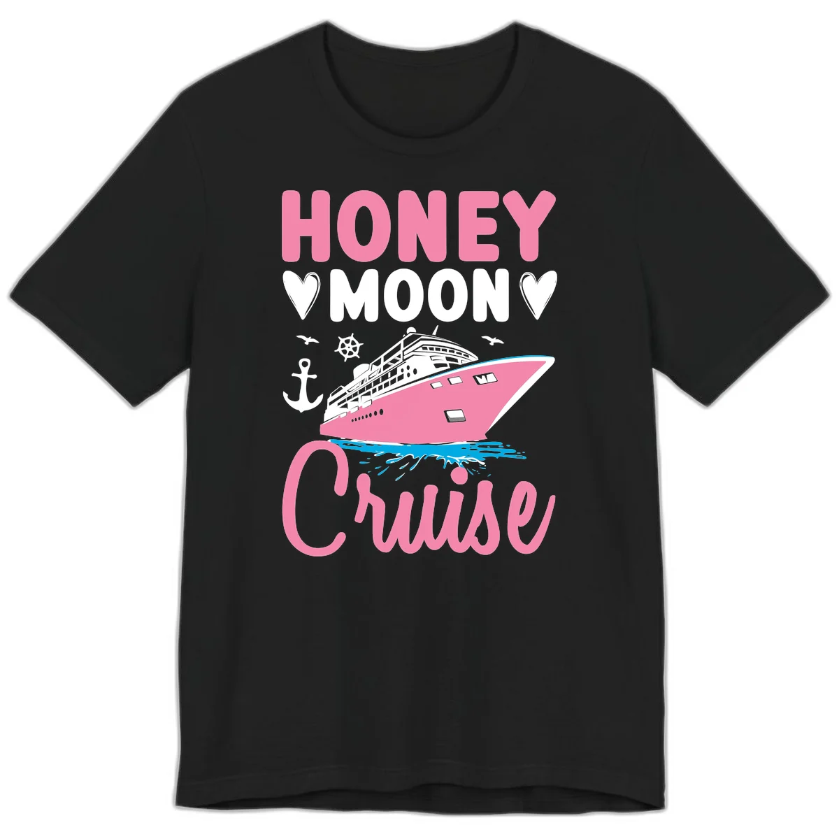 Honeymoon Cruise Premium T-Shirt for Couples in Black