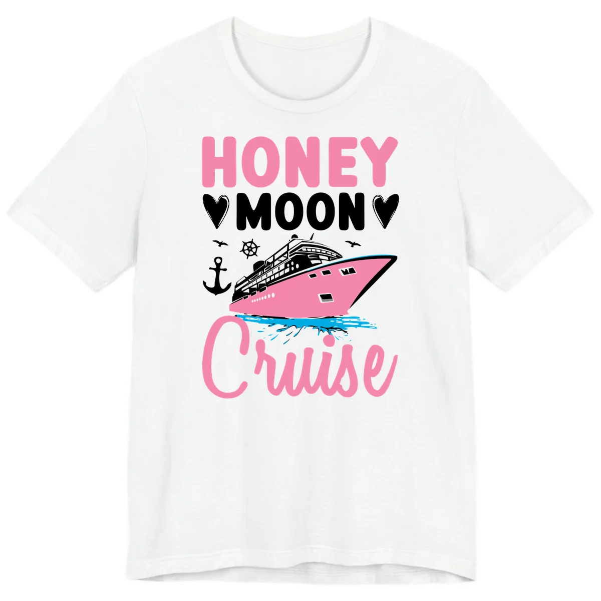 Honeymoon Cruise Premium T-Shirt for Couples in White