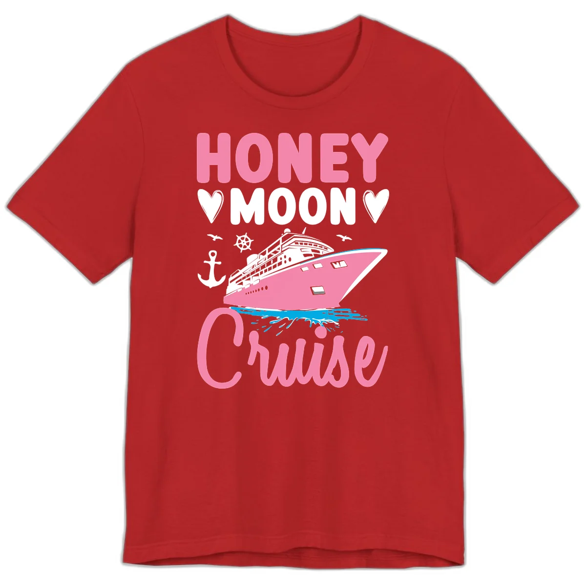 Honeymoon Cruise Premium T-Shirt for Couples in Red