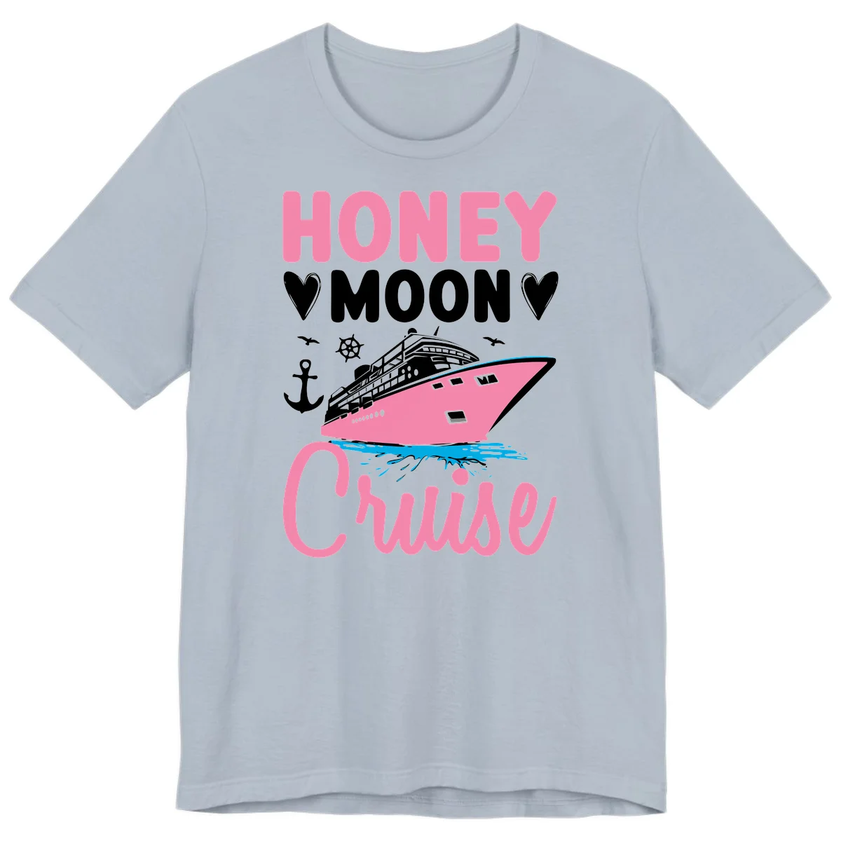 Honeymoon Cruise Premium T-Shirt for Couples in Light Blue