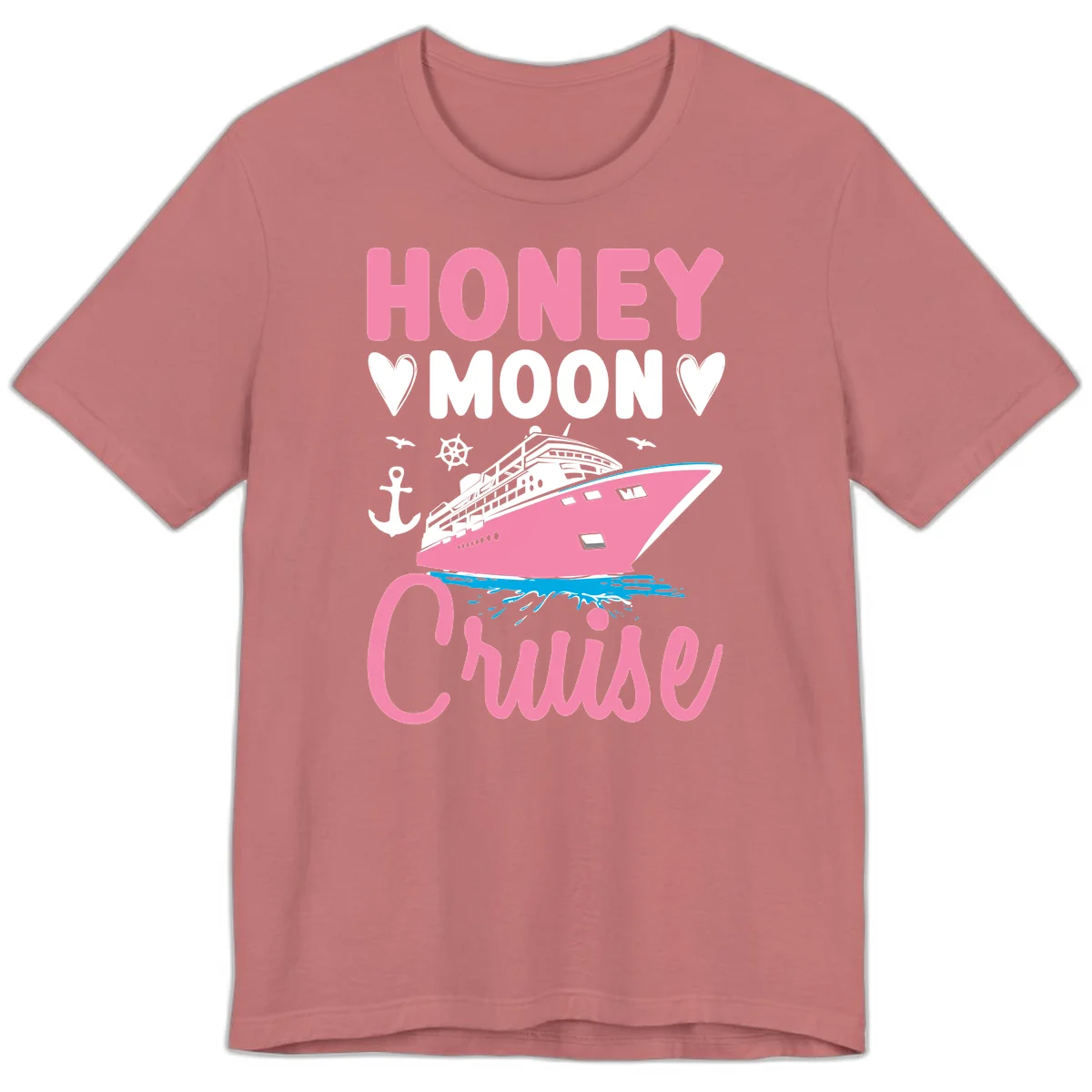 Honeymoon Cruise Premium T-Shirt for Couples in Mauve