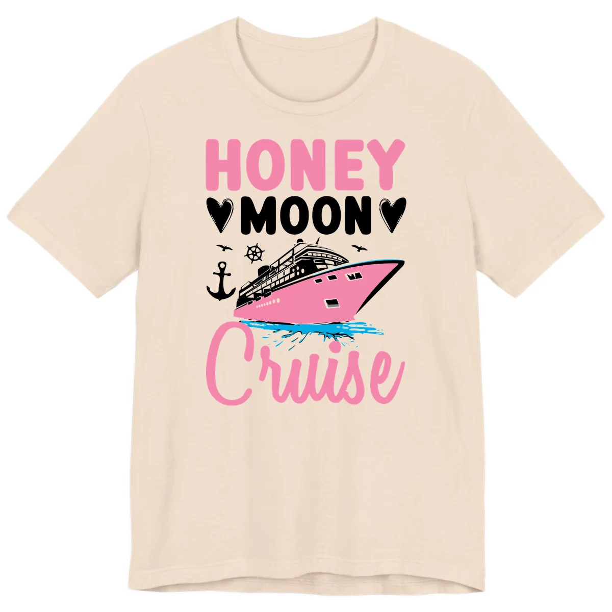 Honeymoon Cruise Premium T-Shirt for Couples in Soft Cream