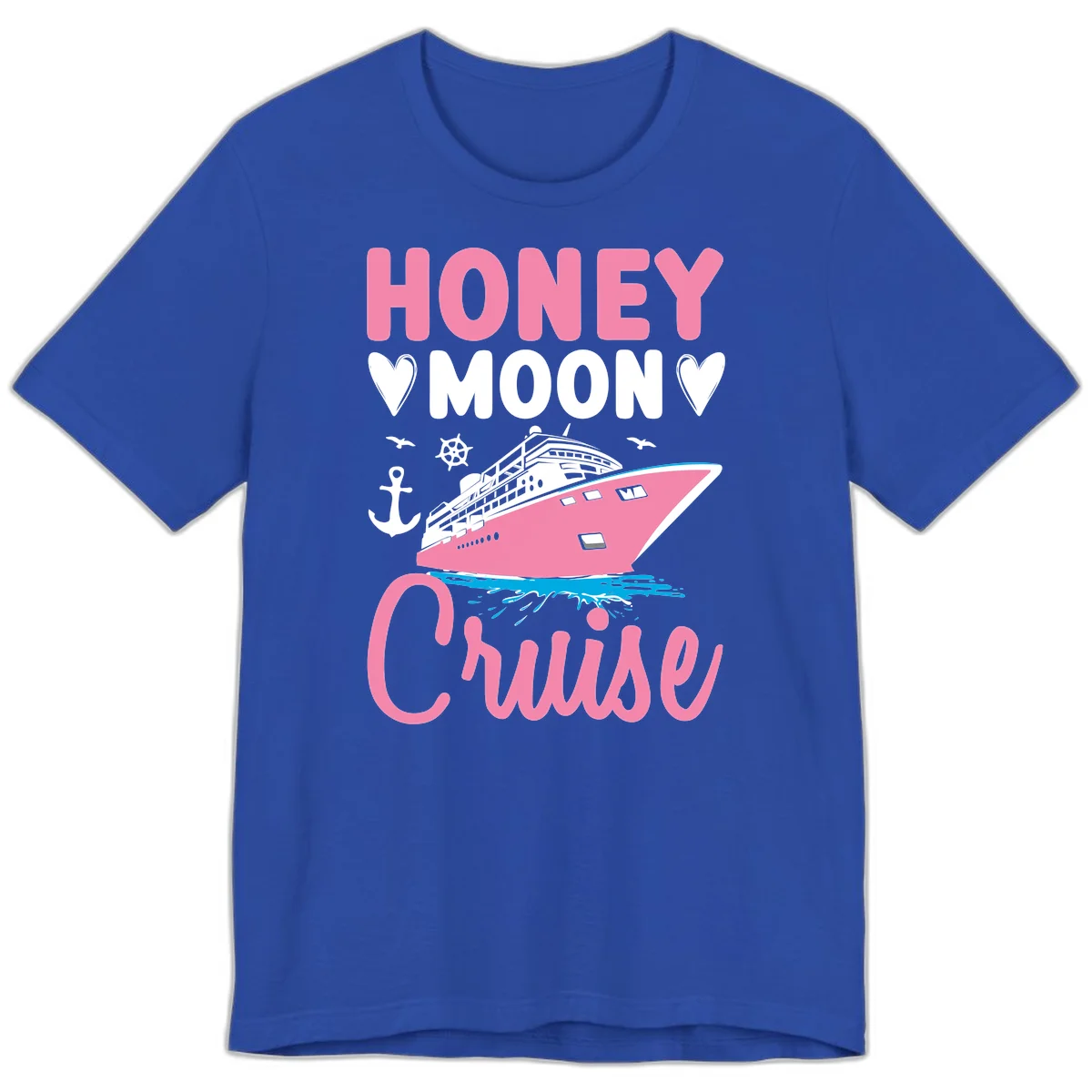 Honeymoon Cruise Premium T-Shirt for Couples in True Royal