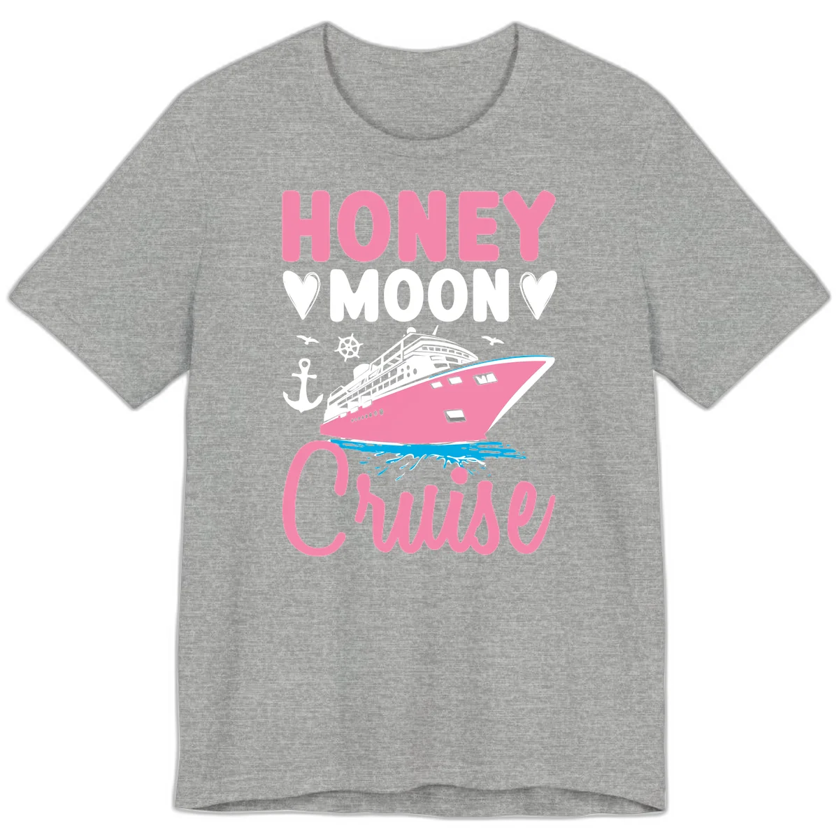 Honeymoon Cruise Premium T-Shirt for Couples in Athletic Heather