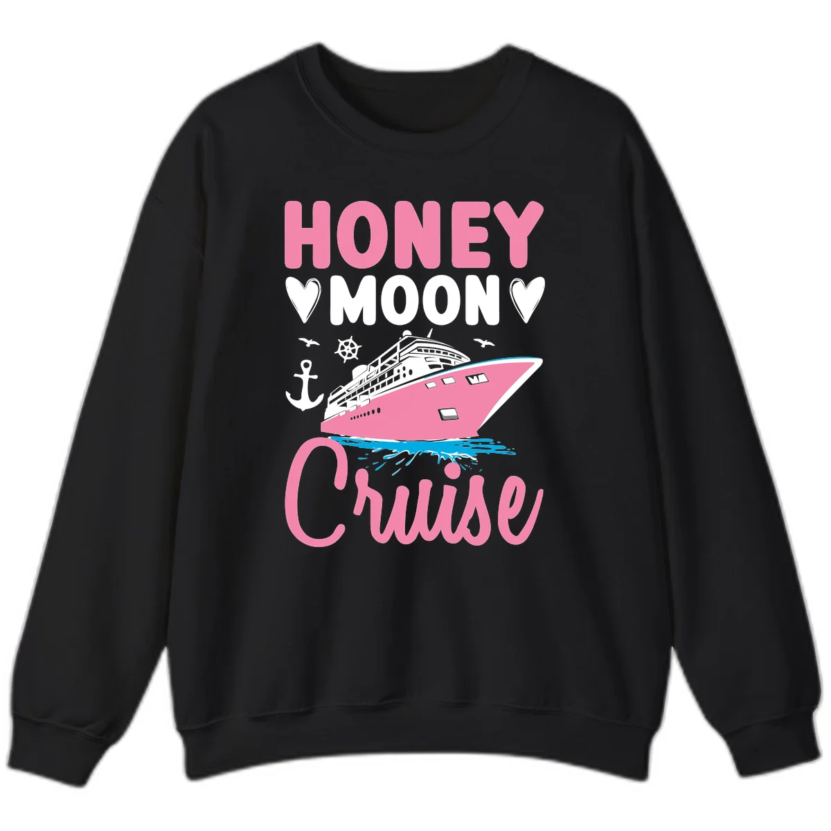 Honeymoon Cruise Crewneck Sweatshirt in Black