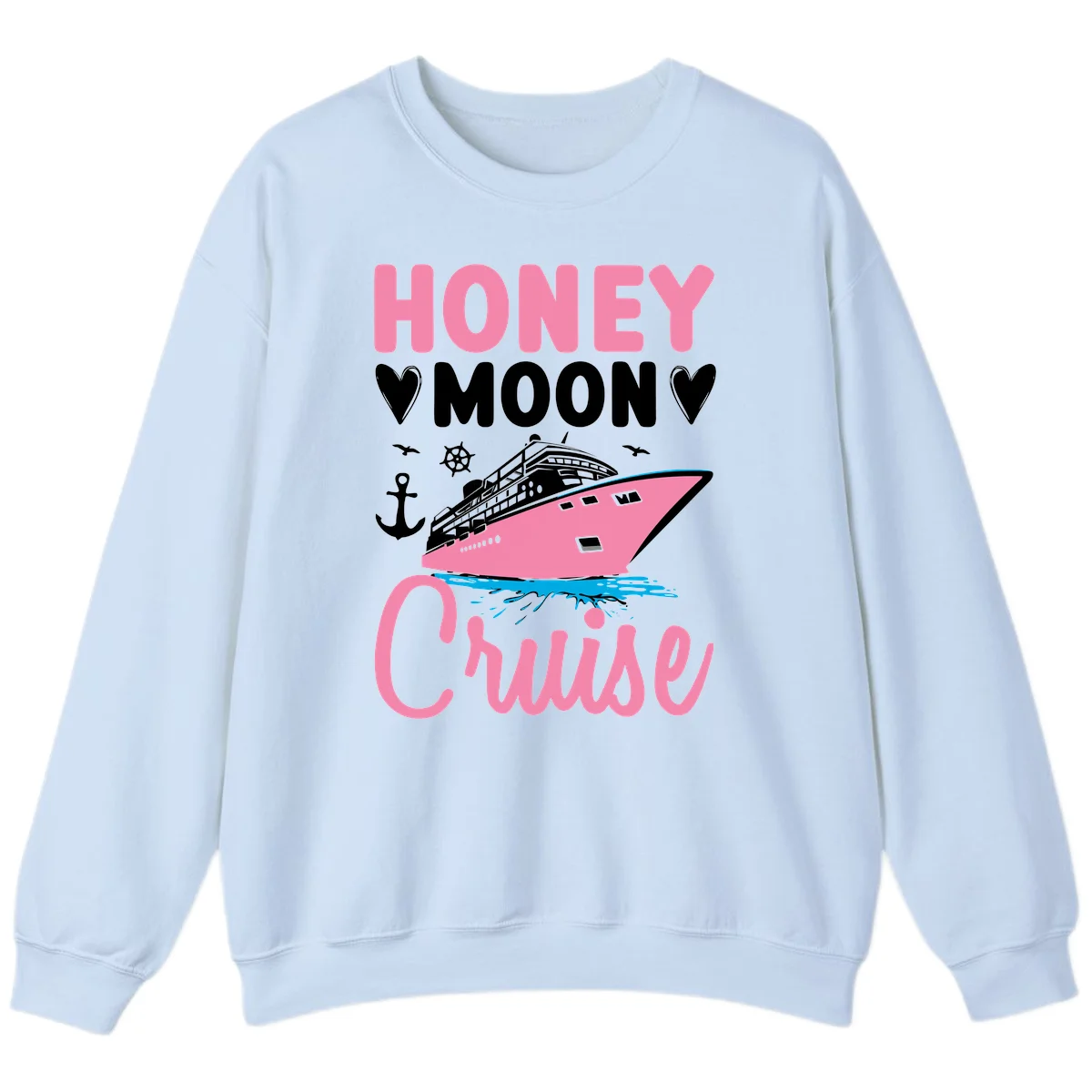 Honeymoon Cruise Crewneck Sweatshirt in Light Blue