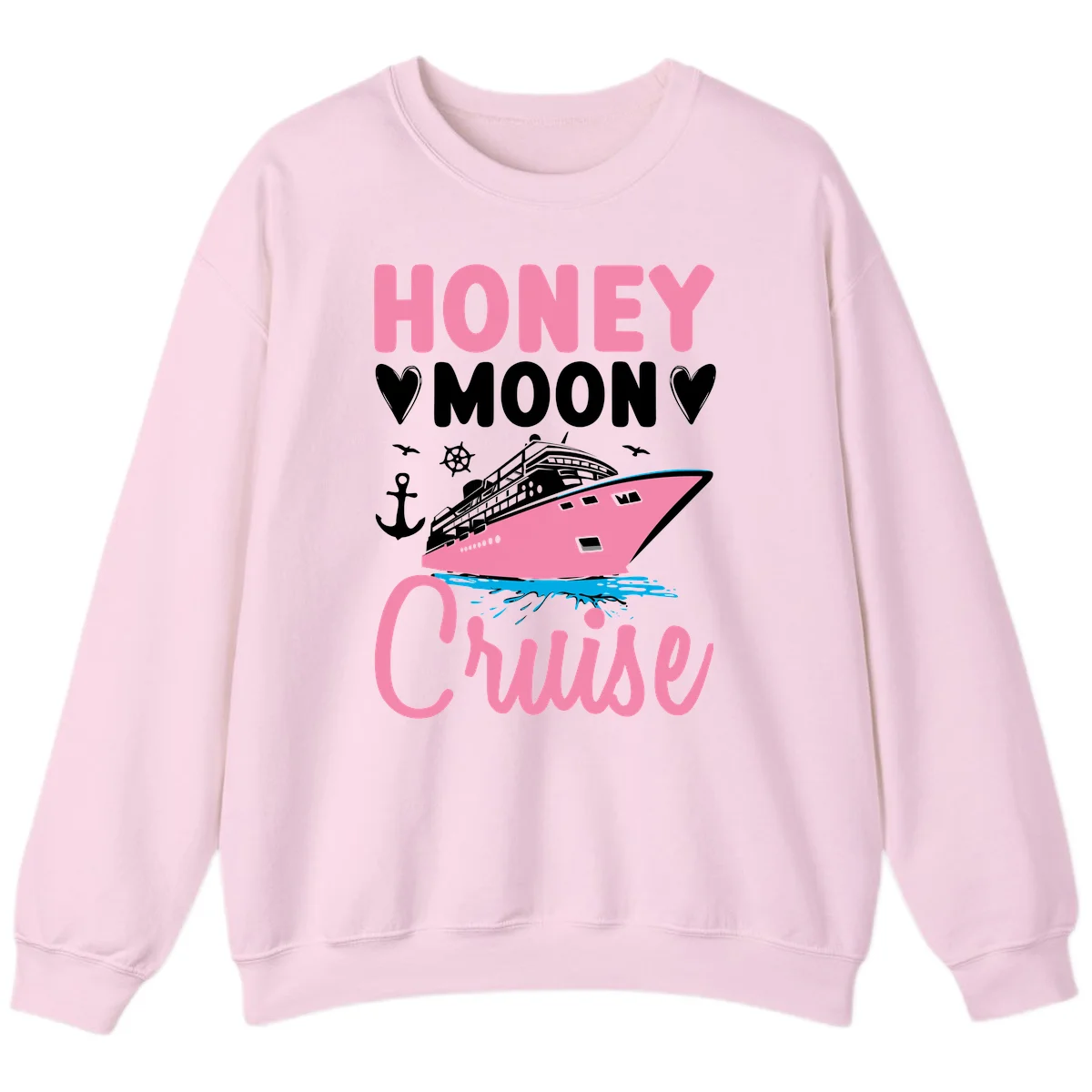 Honeymoon Cruise Crewneck Sweatshirt in Light Pink