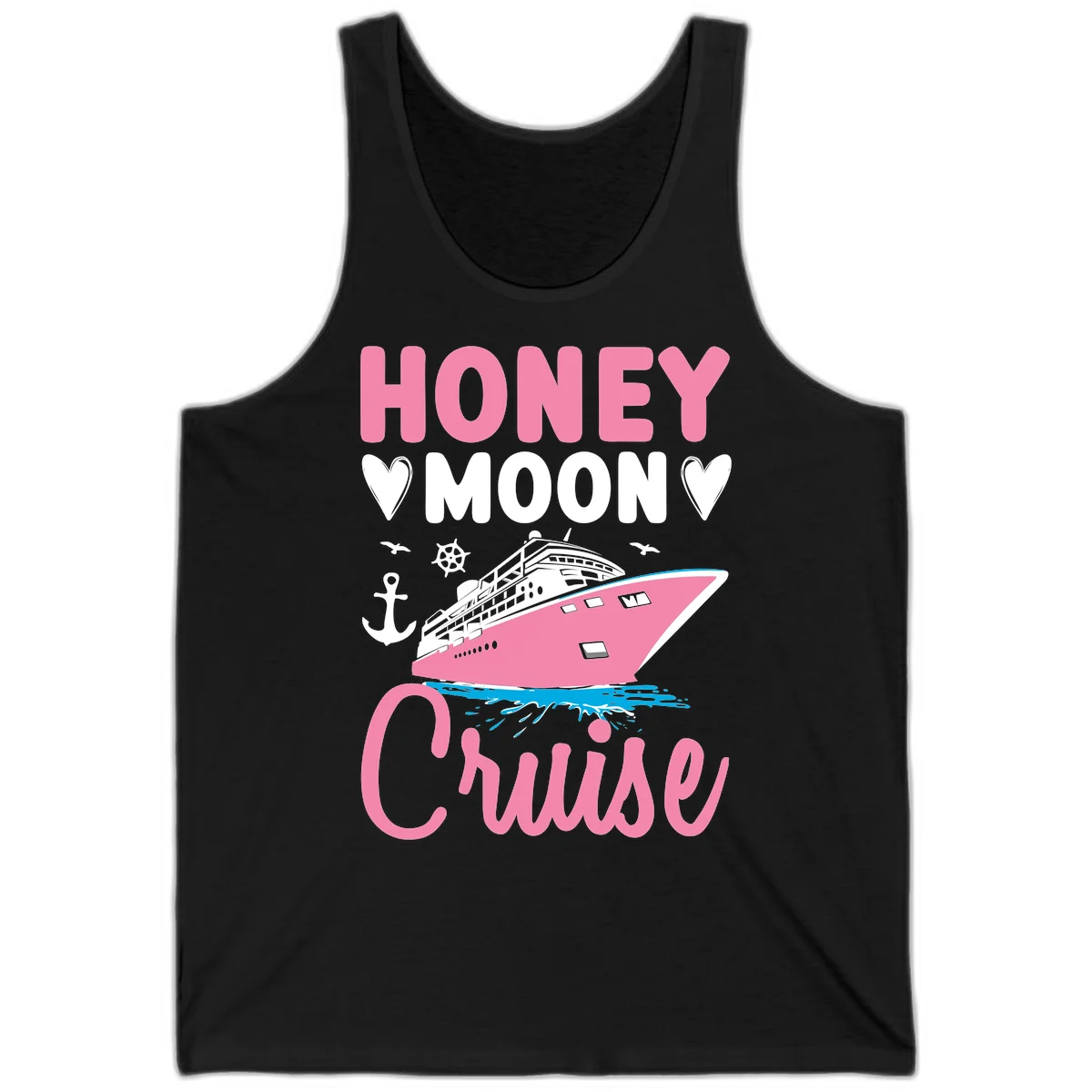 Honeymoon Cruise Unisex Tank Top in Black