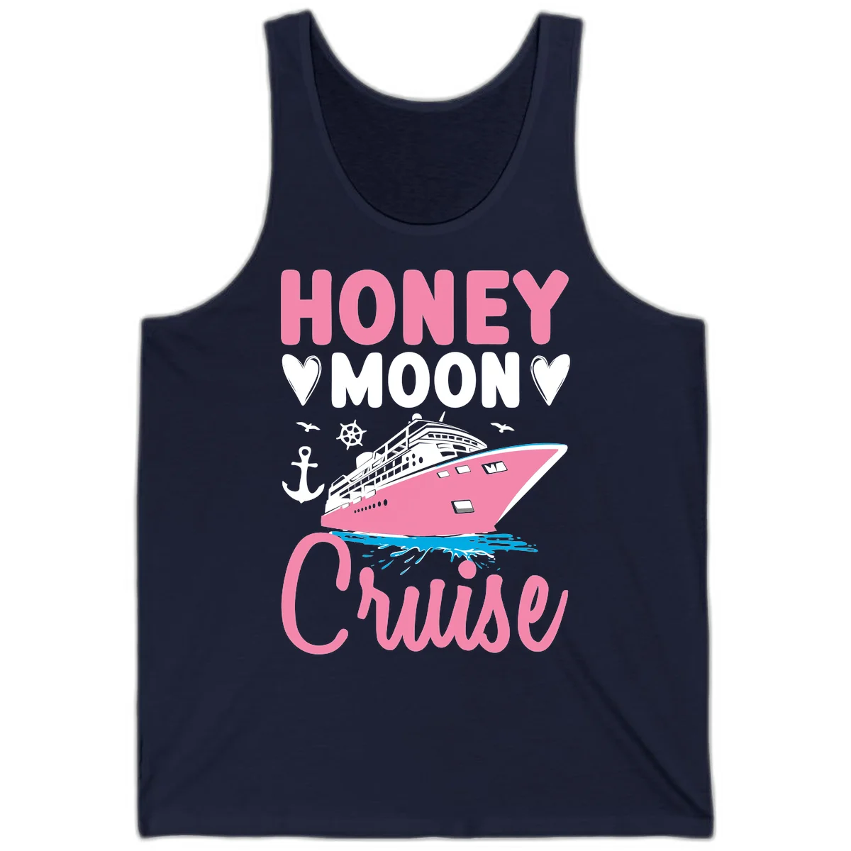 Honeymoon Cruise Unisex Tank Top in Navy
