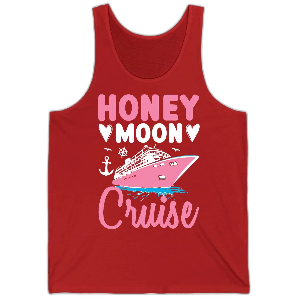 Honeymoon Cruise Unisex Tank Top in Red