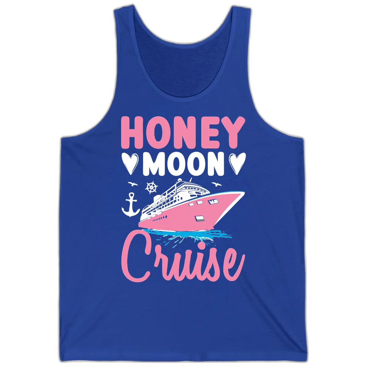 Honeymoon Cruise Unisex Tank Top in True Royal
