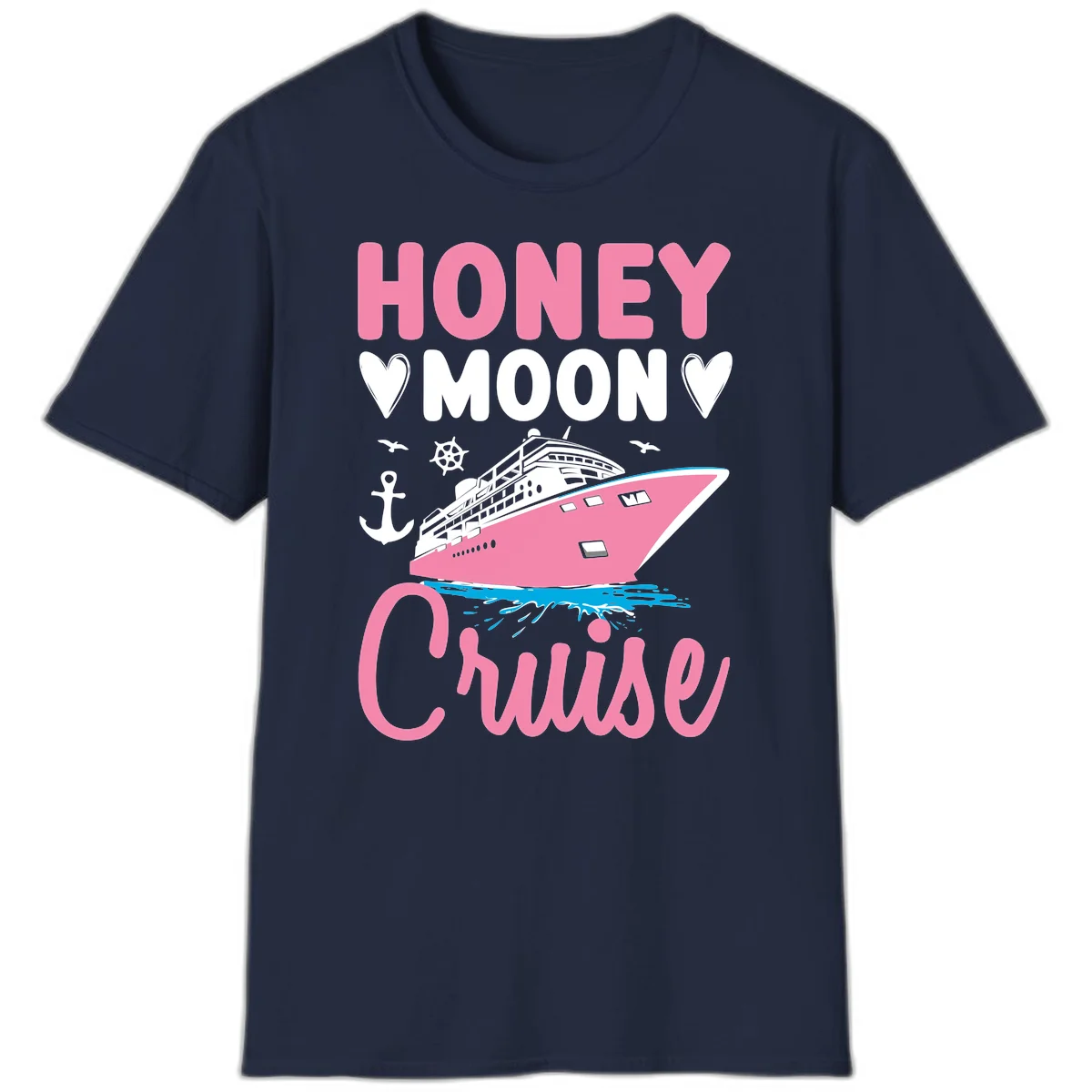 Honeymoon Cruise Ship Romantic Getaway T-Shirt in Navy
