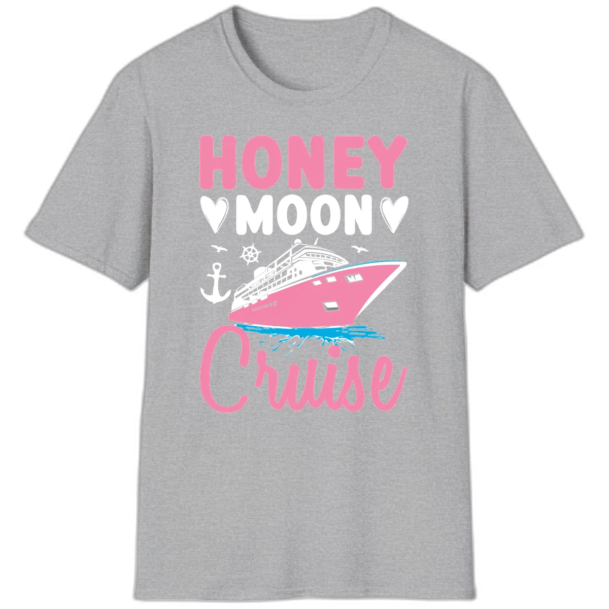 Honeymoon Cruise Ship Romantic Getaway T-Shirt in Sport Grey