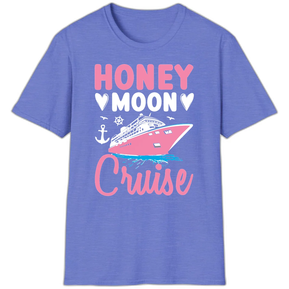 Honeymoon Cruise Ship Romantic Getaway T-Shirt in Heather Royal