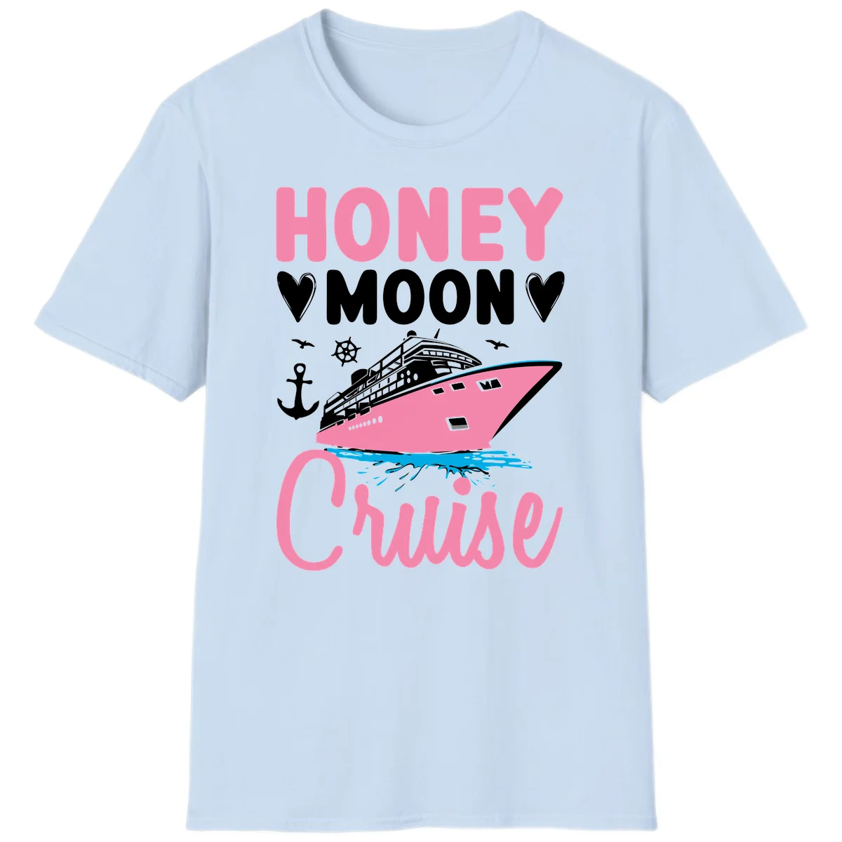 Honeymoon Cruise Ship Romantic Getaway T-Shirt in Light Blue