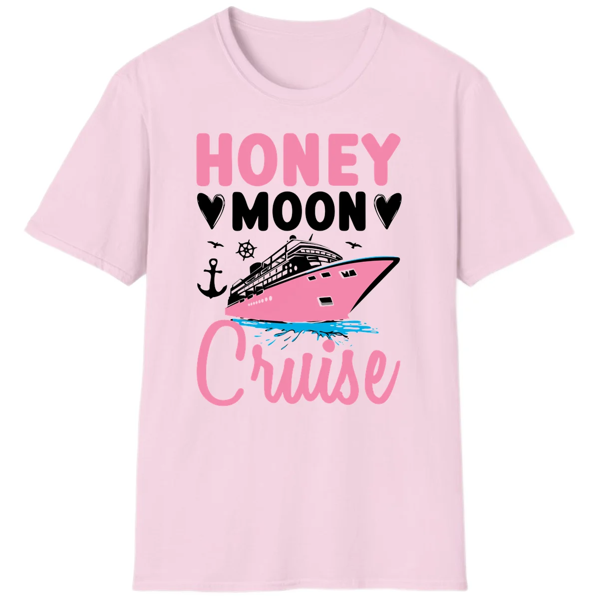 Honeymoon Cruise Ship Romantic Getaway T-Shirt in Light Pink