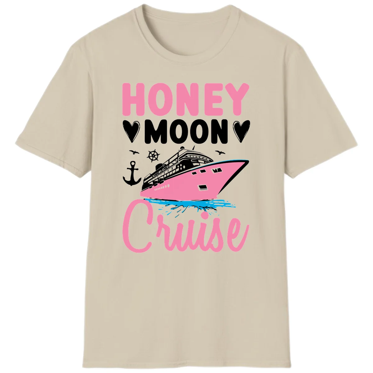 Honeymoon Cruise Ship Romantic Getaway T-Shirt in Sand