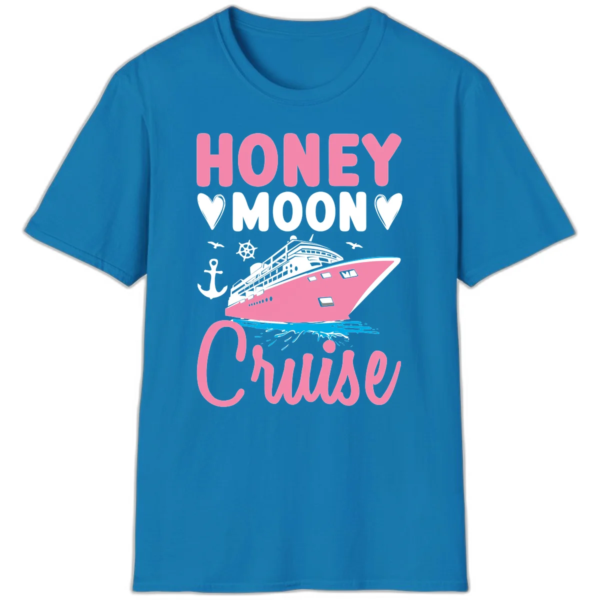 Honeymoon Cruise Ship Romantic Getaway T-Shirt in Sapphire