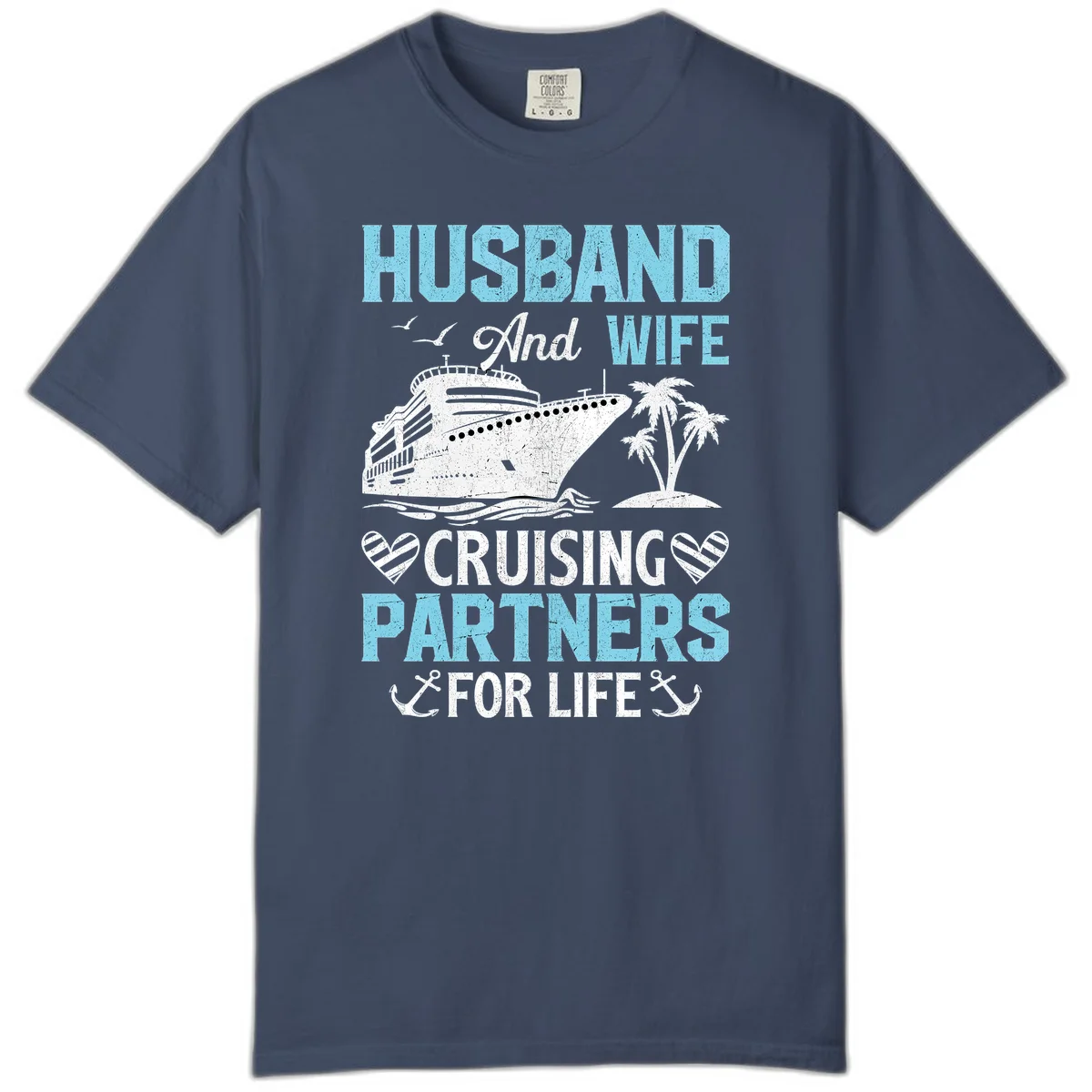 Husband And Wife Cruising Partners For Life Comfort Color in Midnight