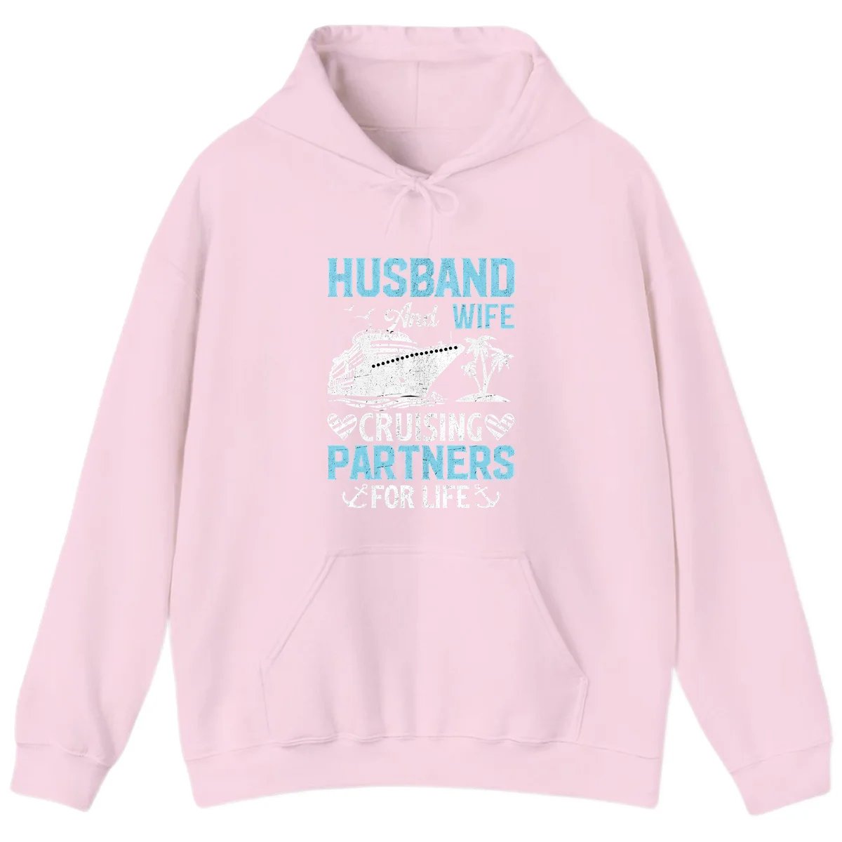 Husband And Wife Cruising Partners For Life Hoodie in Light Pink