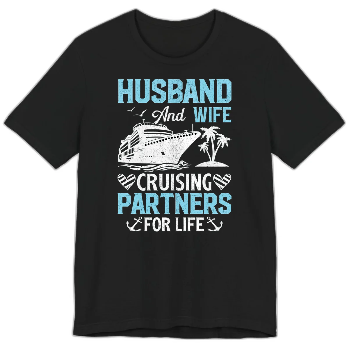 Husband And Wife Cruising Partners For Life Premium T-Shirt in Black