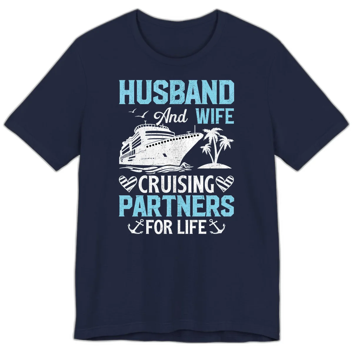 Husband And Wife Cruising Partners For Life Premium T-Shirt in Navy
