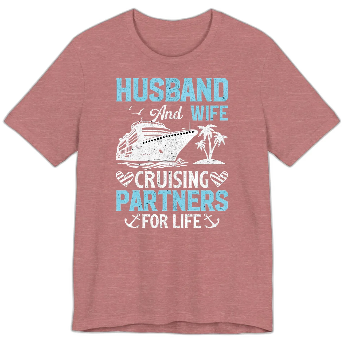 Husband And Wife Cruising Partners For Life Premium T-Shirt in Heather Mauve